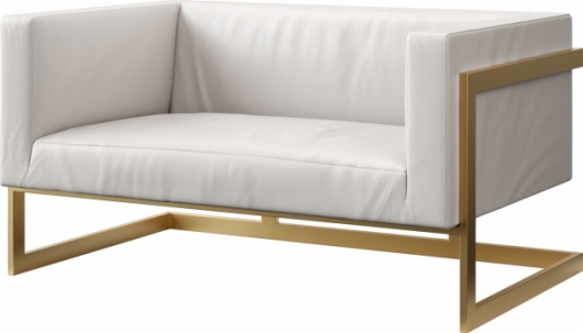 Двухместный диван Andrian White&Gold белого цвета в аренду