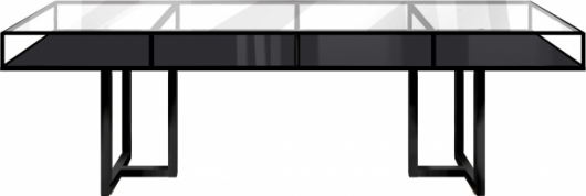 Банкетный стол Loft Black, прозрачная столешница, черное подстолье в аренду