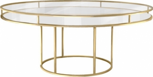 Банкетный стол Loft круглый золото , прозрачная столешница, белое подстолье в аренду