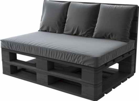 Диван из паллет Black с серой подушкой в аренду