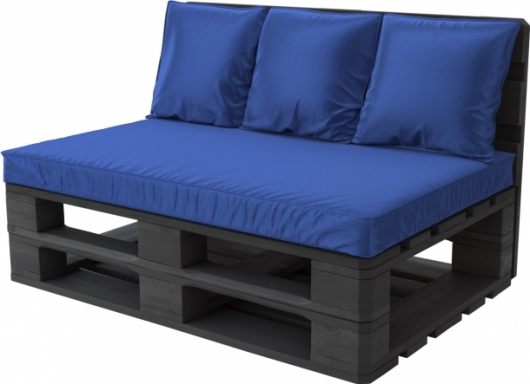 Диван из паллет Black с синей подушкой синего цвета в аренду