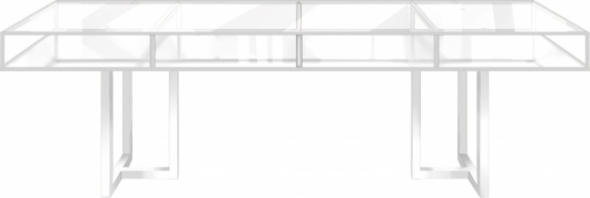 Банкетный стол Loft White, прозрачная столешница, белое подстолье в аренду