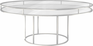 Loft круглый белый, прозрачная столешница, белое подстолье