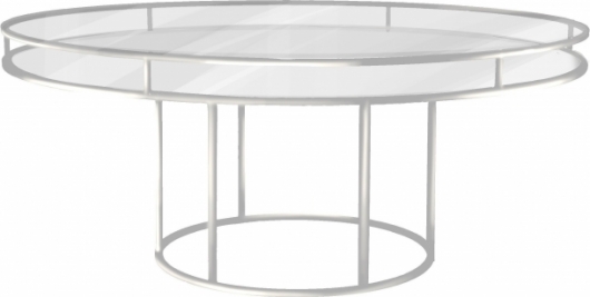 Банкетный стол Loft круглый белый, прозрачная столешница, белое подстолье в аренду