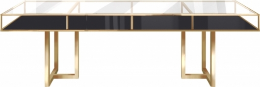 Банкетный стол Loft Gold, прозрачное стекло, черное подстолье в аренду